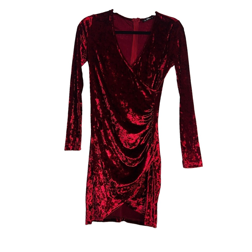 red crushed velvet dress